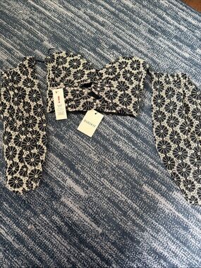 Bardot Black and White Floral Lace Off-Shoulder Crop Top